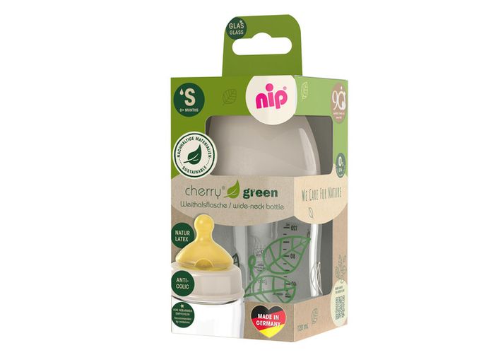 NIP - CHERRY GREEN láhev sklo,široká,kaučuk-S,120ml,holka