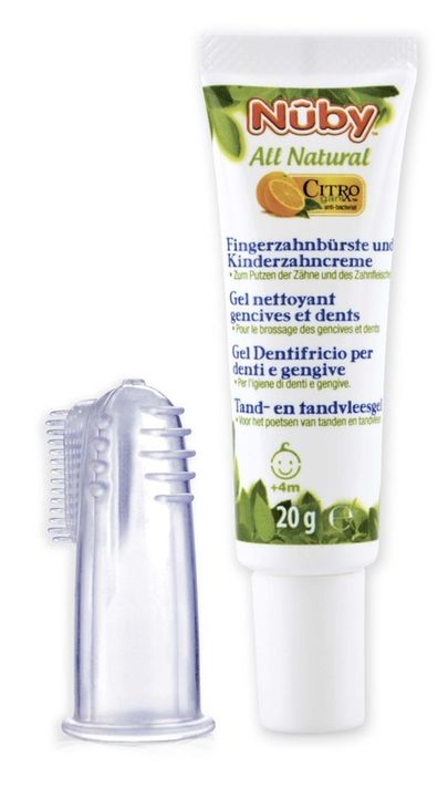 NUBY - Zubní gel pro děti All Natural 20g + kartáček na prst 4m+