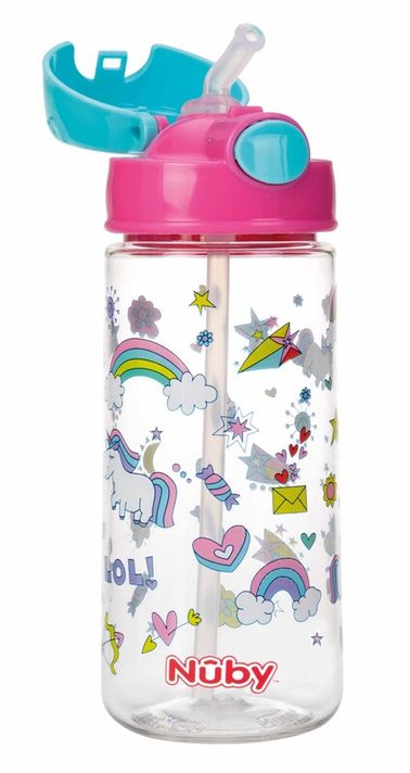 NUBY - Láhev sportovní netekoucí s brčkem 530 ml, růžová, 4+