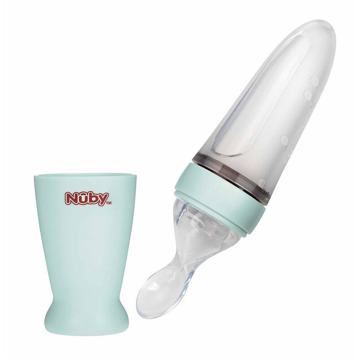 NUBY - Krmítko silikonové 90 ml 3m + zelené