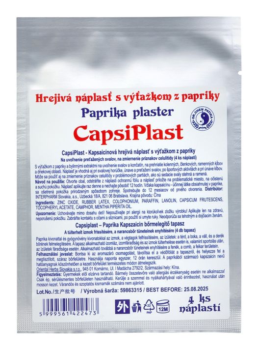 ORIENTAL HERBS - CapsiPlast kapsaicinová hřejivá náplast 4ks