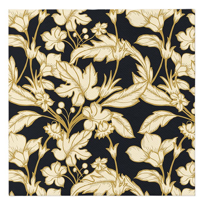 PAW - Ubrousky AIRLAID 40x40 cm - Beautiful Floral Pattern Black