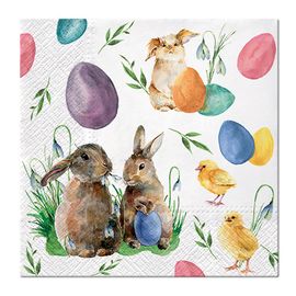 PAW - Ubrousky L 33x33cm Bunnies with Chicken