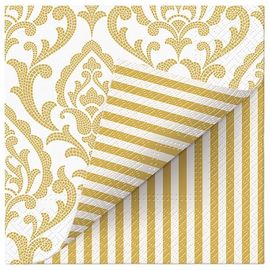 PAW - Ubrousky L 33x33cm Double Design Portuguese Tiles Stripe (gold)