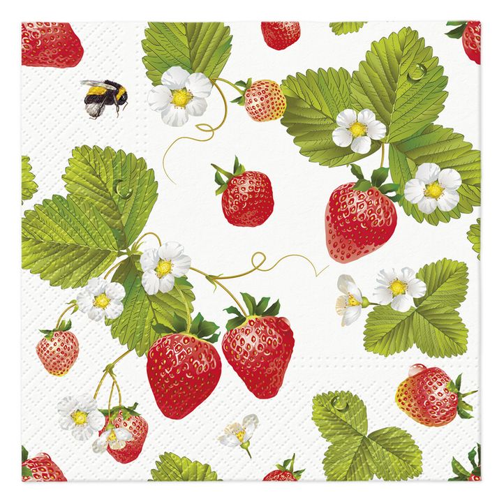 PAW - Ubrousky L 33x33cm strawberries with bees