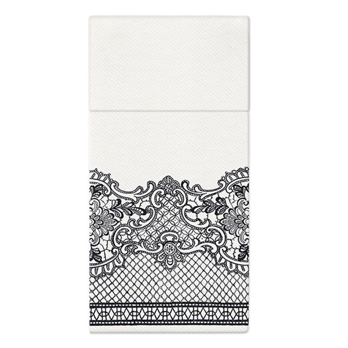 PAW - Ubrousky na příbory AIRLAID 40x40 cm Royal Lace black, 25 ks/bal