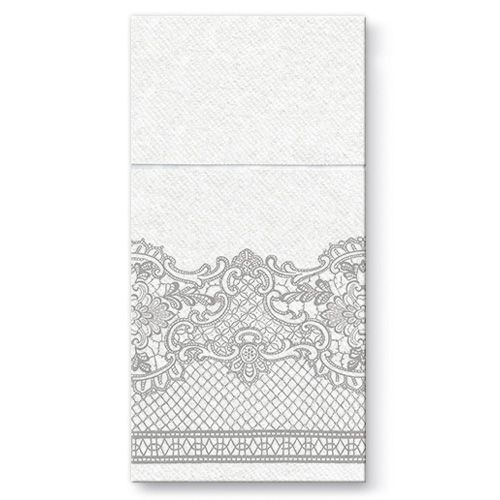 PAW - Kapsy na příbory Airlaid 40x40cm Royal Lace Silver, 25 ks/bal