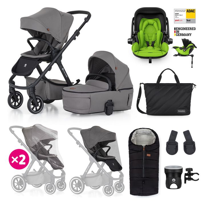 PETITE&MARS - Kočárek kombinovaný ICON 2v1 Dove Grey XXL RWS + KIDDY Evoluna i-size 2 + základna