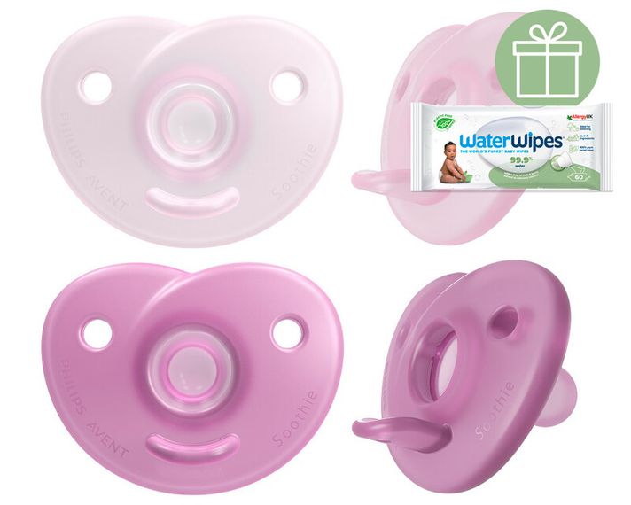 PHILIPS AVENT - Šidítko Soothie 0-6m dívka, 2 ks+WW Soapberry 60ks