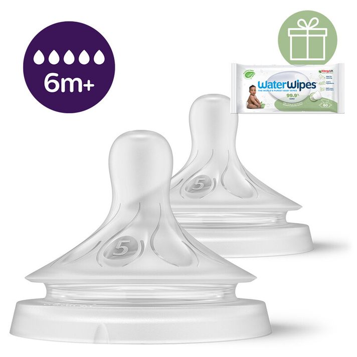 PHILIPS AVENT - Savička Natural Response 5 rychlý průtok 6m+, 2 ks+WW Soapberry 60ks