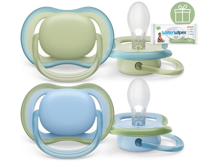 PHILIPS AVENT - Šidítko Ultra air neutral 0-6m chlapec modrá, 2ks+WW Soapberry 60ks