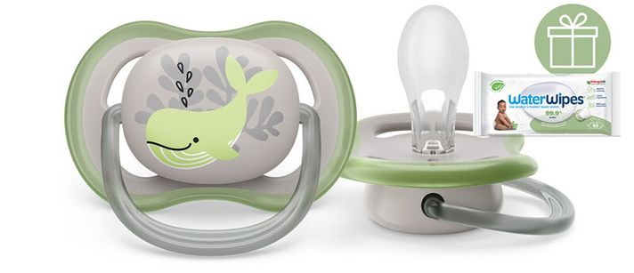 PHILIPS AVENT - Šidítko Ultra air Obrázek 6-18m velryba, 1ks+WW Soapberry 60ks