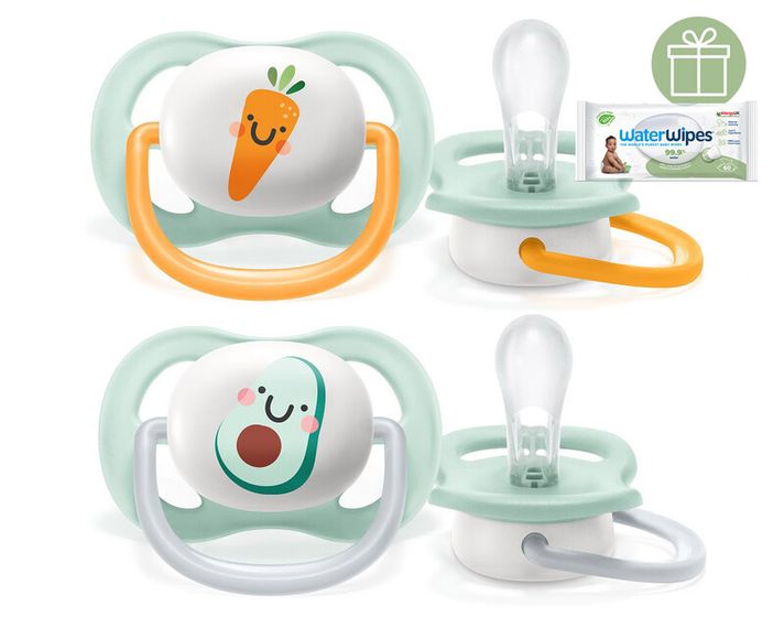 PHILIPS AVENT - Šidítko Ultra air Play 0-6m chlapec, 2 ks+WW Soapberry 60ks