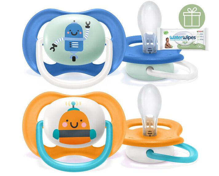 PHILIPS AVENT - Šidítko Ultra air Play 6-18m chlapec, 2 ks+WW Soapberry 60ks