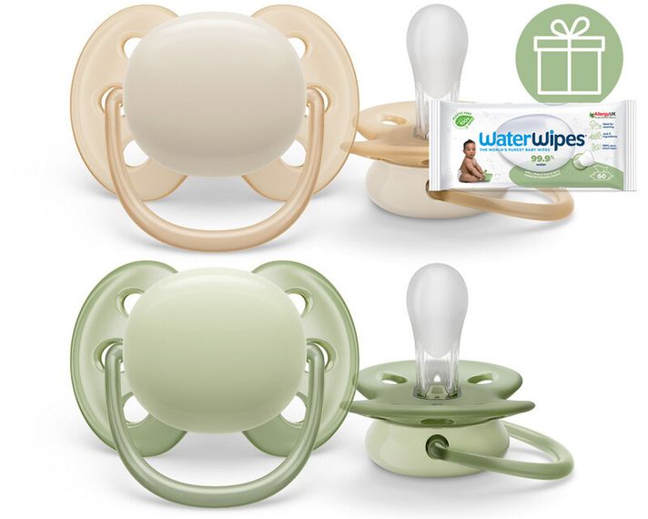 PHILIPS AVENT - Šidítko Ultrasoft Premium neutral 0-6m chlapec, 2 ks+WW Soapberry 60ks