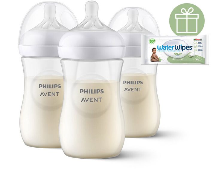 PHILIPS AVENT - Láhev Natural Response 260 ml, 1m+, 3 ks+WW Soapberry 60ks