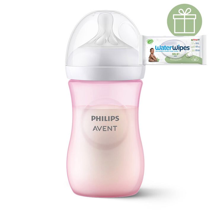 PHILIPS AVENT - Láhev Natural Response 260 ml, 1m+, růžová+WW Soapberry 60ks