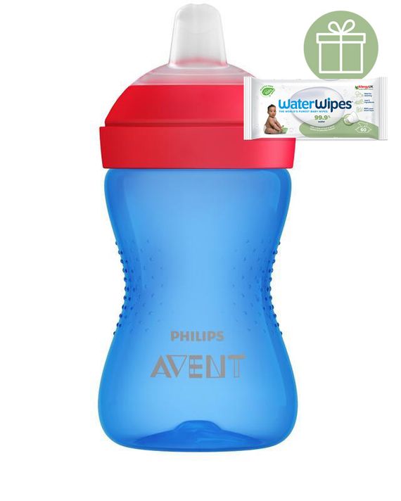 PHILIPS AVENT - Hrneček Grippy s jemnou hubičkou 300 ml chlapec+WW Soapberry 60ks