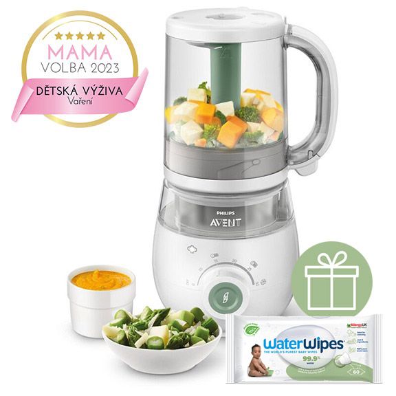 PHILIPS AVENT - Parní hrnec s mixérem 4v1 SCF885/01+WW Soapberry 60ks