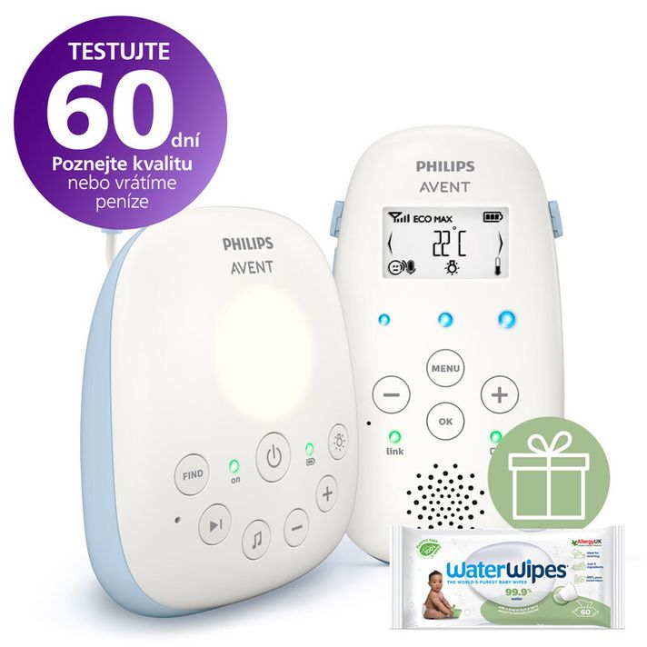 PHILIPS AVENT - Chůvička dětská audio SCD715/52+WW Soapberry 60ks