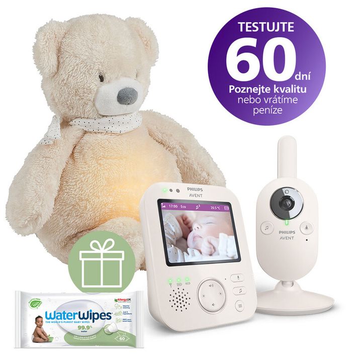 PHILIPS AVENT - Chůvička dětská video SCD891/26+Uspáváček 4v1 Sleepy Bear Beige 0m++WW 60ks