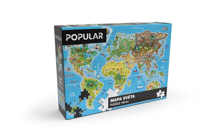 POPULAR - Puzzle - Mapa světa, 160 ks – CZ