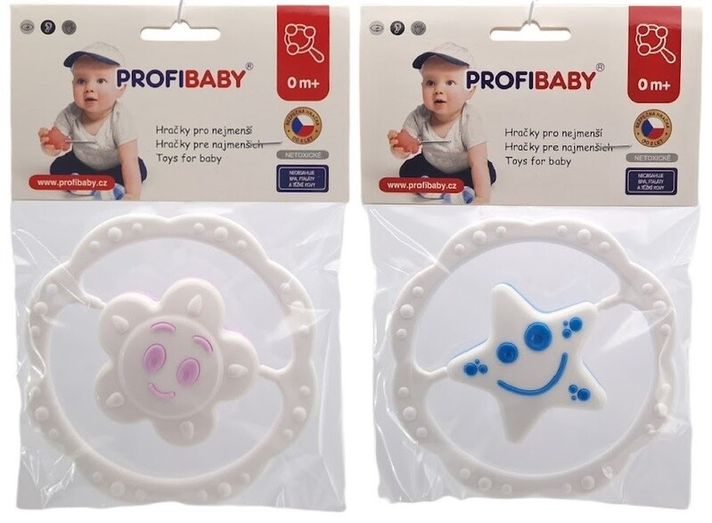 PROFIBABY - Chrastítko kruh hvězdička, sluníčko 12cm, Mix produktů