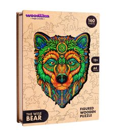 PUZZLER - Dřevěné barevné puzzle - Moudrý medvěd