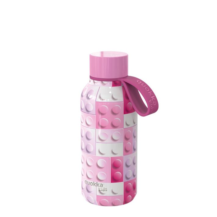 QUOKKA - KIDS Nerezová láhev / termoska s poutkem PINK BRICKS, 330ml, 40142