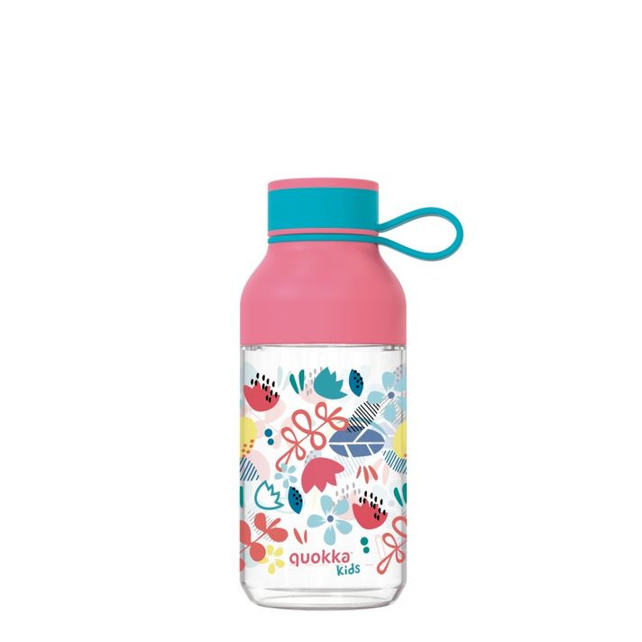 QUOKKA - KIDS Plastová láhev s poutkem FLOWERS, 430ml, 40158