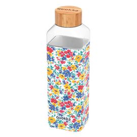 QUOKKA - Storm, Skleněná láhev se silikonovým povrchem DITSY FLORAL, 700ml, 40026