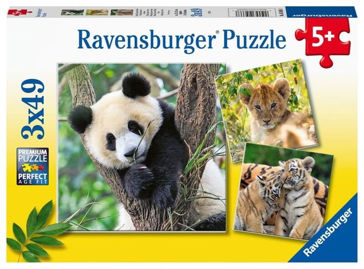 RAVENSBURGER - Panda, tygr a lev 3x49 dílků