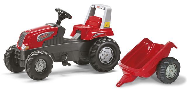 ROLLYTOYS - Šlapací traktor Rolly Juniors vlečkou červený akční