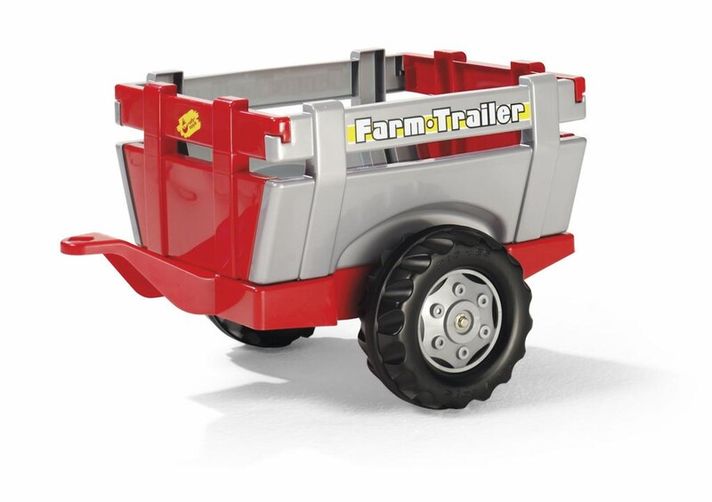 ROLLYTOYS - Vlečka za traktor 1osá Farm Trailer- stříbročervená