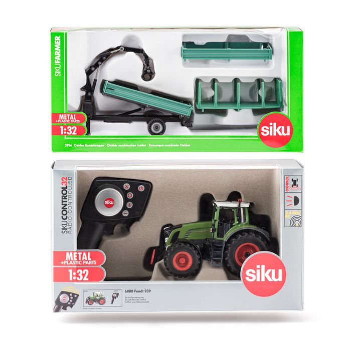 SIKU - Control - RC traktor Fendt 939 s ovladačem + zelený přívěs Oehler 1:32