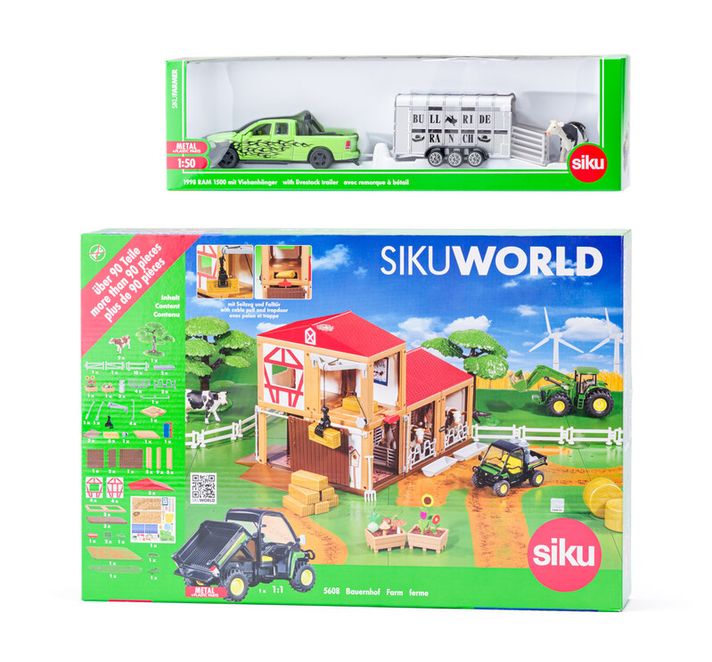 SIKU - World - farma s autem pro přepravu dobytka
