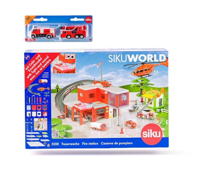 SIKU - World - požární stanice s hasičskými auty