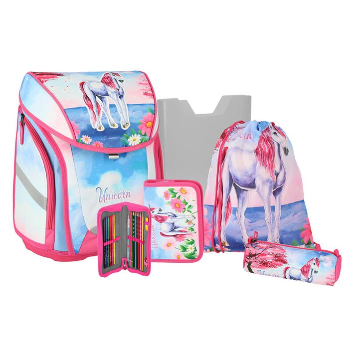 SPIRIT - Školní batoh - 5-dílný set s magnet. přezkou UNICORN MAGIC 3D