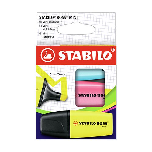 STABILO - Zvýrazňovač - BOSS MINI - 3 ks balení - žlutá, modrá, růžová