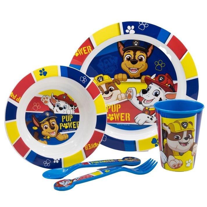 STOR - Dětské plastové nádobí, PAW PATROL Micro, talíř, miska, sklenice, příbor, 74650