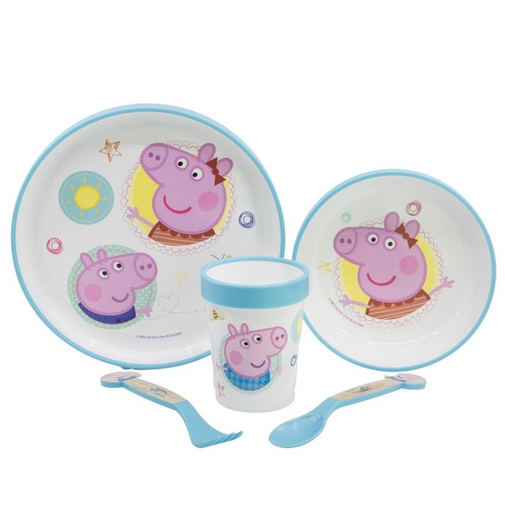 STOR - Dětské plastové nádobí Peppa Pig (talíř, miska, sklenice, příbor), 41205