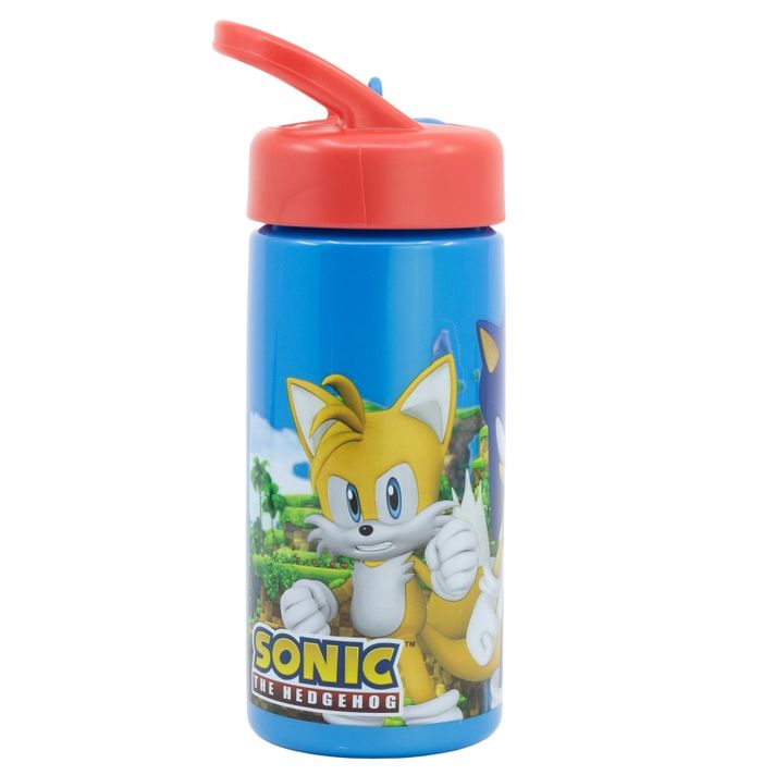 STOR - Plastová láhev s výsuvnou brčkem JEŽKO SONIC, 410ml, 40531