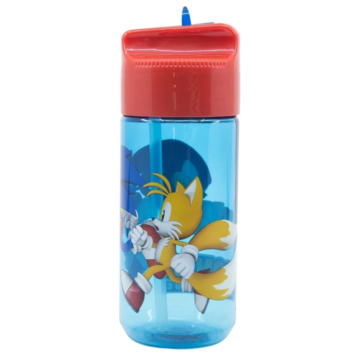 STOR - Plastová láhev s výsuvnou brčkem JEŽKO SONIC, Transparent Tritan, 430ml, 40536