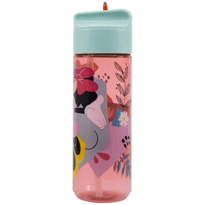 STOR - Plastová láhev s výsuvným brčkem MINNIE MOUSE, Transparent Tritan, 540ml, 74423