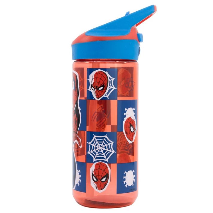 STOR - Plastová láhev s výsuvným brčkem SPIDERMAN, Tritan 620ml, 74797