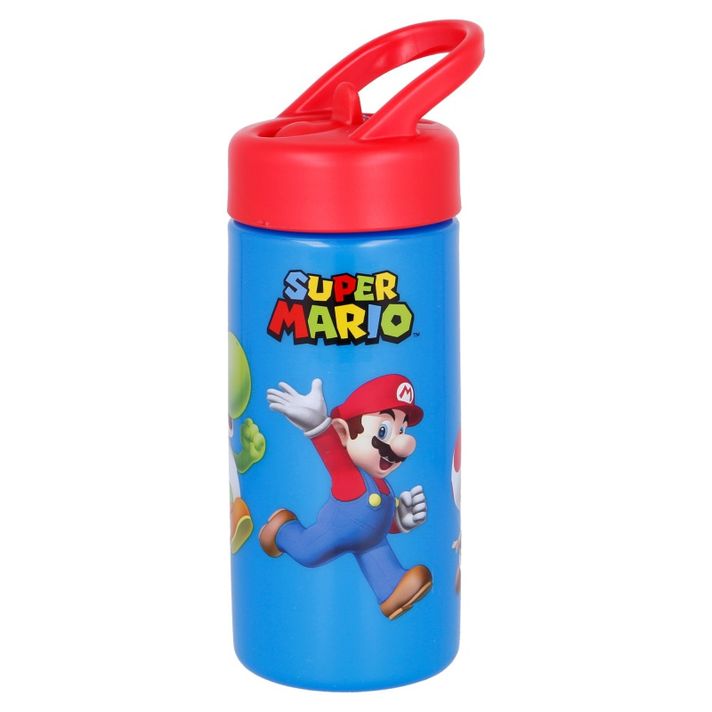 STOR - Plastová láhev s výsuvnou brčkem SUPER MARIO, 410ml, 21401