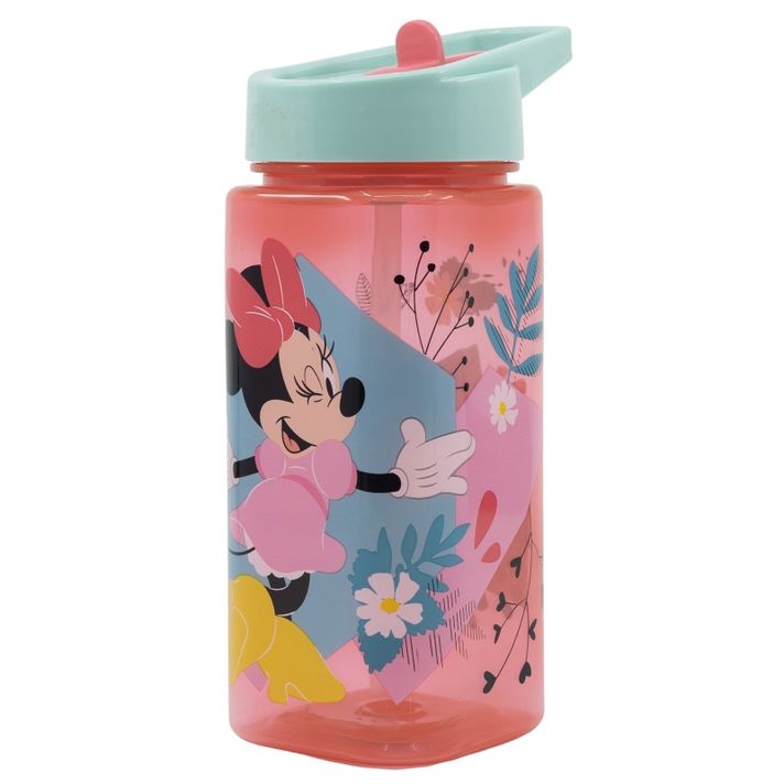 STOR - Plastová hranatá láhev s výsuvným brčkem MINNIE MOUSE, Tritan 510ml, 74414