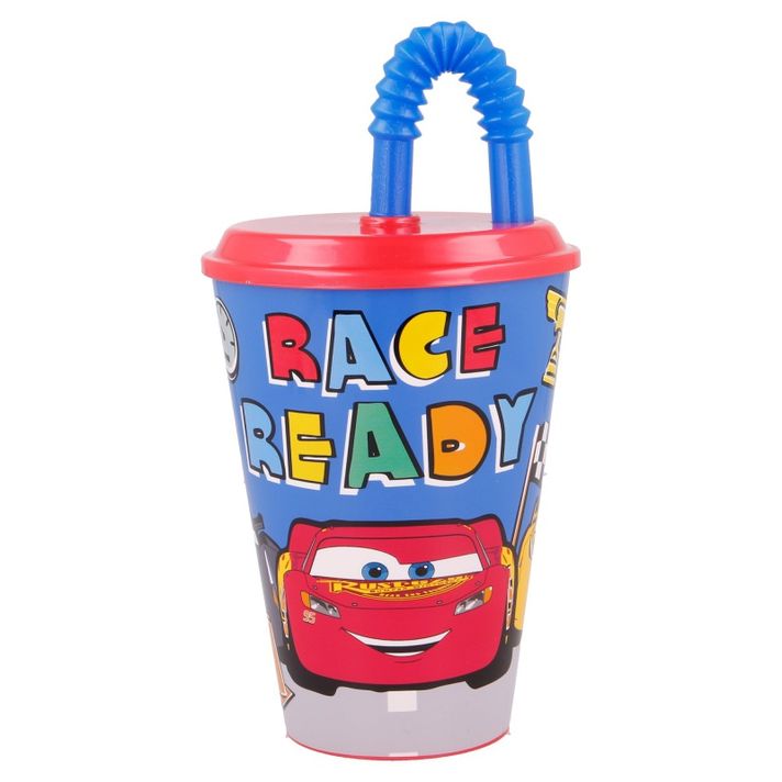 STOR - Plastový pohár s víkem a brčkem DISNEY CARS 430ml, 51530