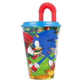 STOR - Plastový pohár s víkem a brčkem JEŽKO SONIC 430ml, 40530