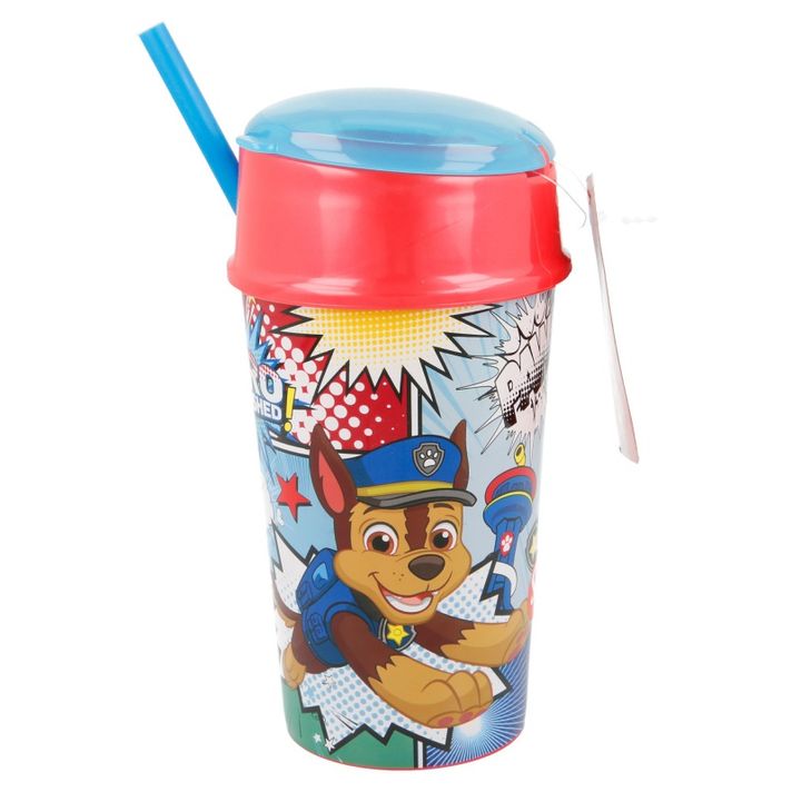 STOR - Pohár s víkem a brčkem PAW PATROL Snack, 400ml, 18901